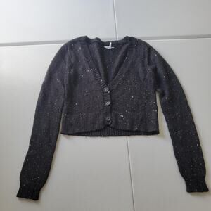 Y2K Whimsigoth Goth Girl Aeropostale Sweater Womens Small Sequin Button Cardigan